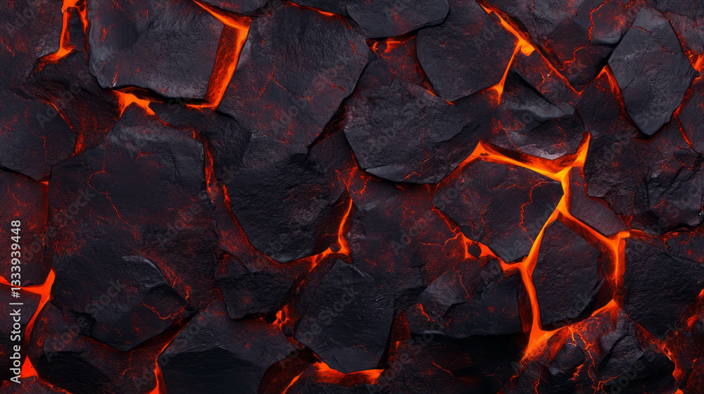 Poster volcanic meteorite texture with glowing fusion crust for abstract design