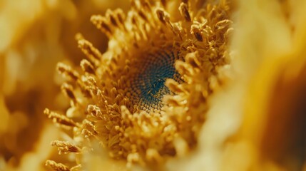 Close-Up of Vibrant Yellow Flower Center with Intricate Details