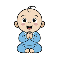 Cute baby boy clapping hands. Baby clip art