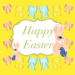 rabbit, bunny, easter, animal, vector, cartoon, illustration, toy, egg, hare, card, holiday, baby, celebration, happy, spring