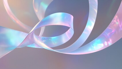 Dreamlike Iridescent Ribbons Swirling In A Gentle Dance, A Pastel Symphony Of Light And Ethereal Beauty, Softly Glowing In A Muted Background