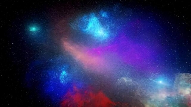 4K immersive space background with glowing stars and colorful nebulae, enhanced by dynamic lighting and deep motion effects, perfect for sci-fi, astronomy, or abstract visuals

