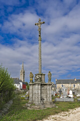 Granite Calvary and Parish Church of Sainte-Anne, Ploubazlanec, Brittany, France
