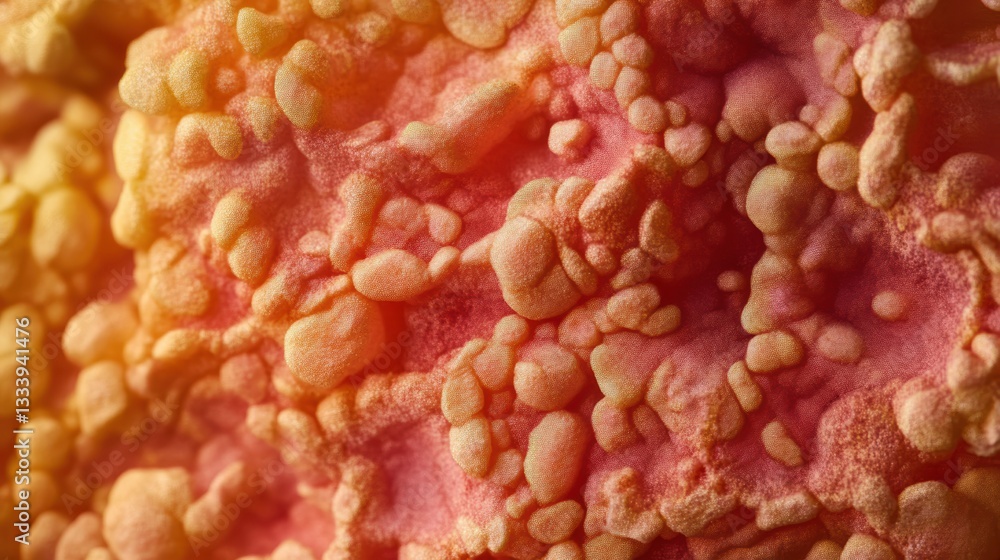 Poster close-up view of colorful textured surface with bumps and patterns