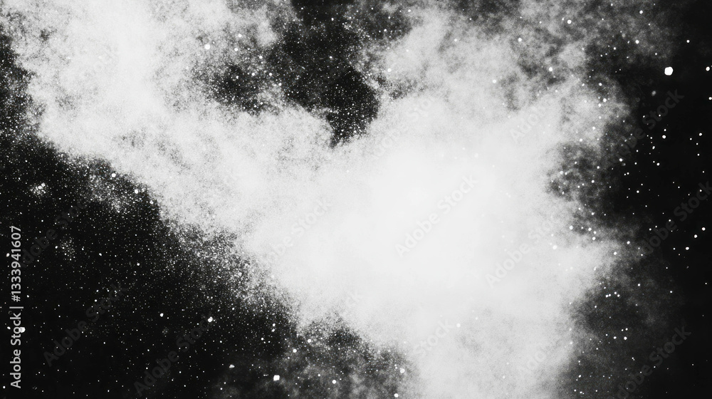 Poster fine dust and particle texture in black and white for background or design use