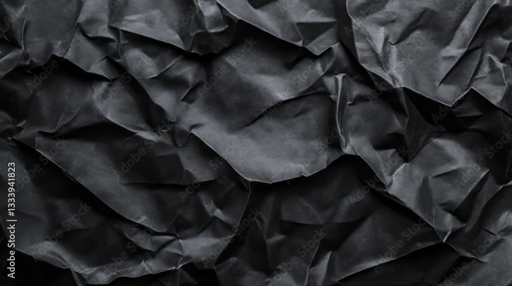 Poster abstract crumpled black paper texture for creative design and background use