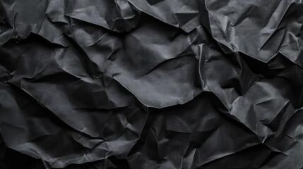 Abstract crumpled black paper texture for creative design and background use
