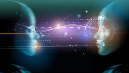 Vector Abstract modern technology futuristic, AI bot, Artificial Intelligence concept. Robot and cyberspace, digital data, datum communication, innovation on hi tech future design for background