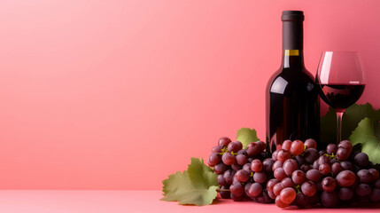 Obraz premium Wine and grapes on vibrant background for beverage and culinary themes
