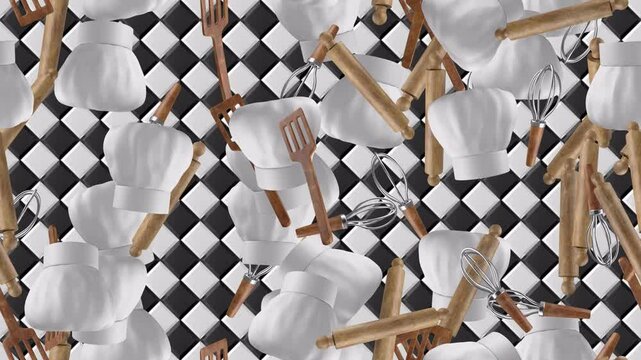 KITCHEN BAKERY THEME loop tile swirl Background. This is a loopable and tileable wallpaper