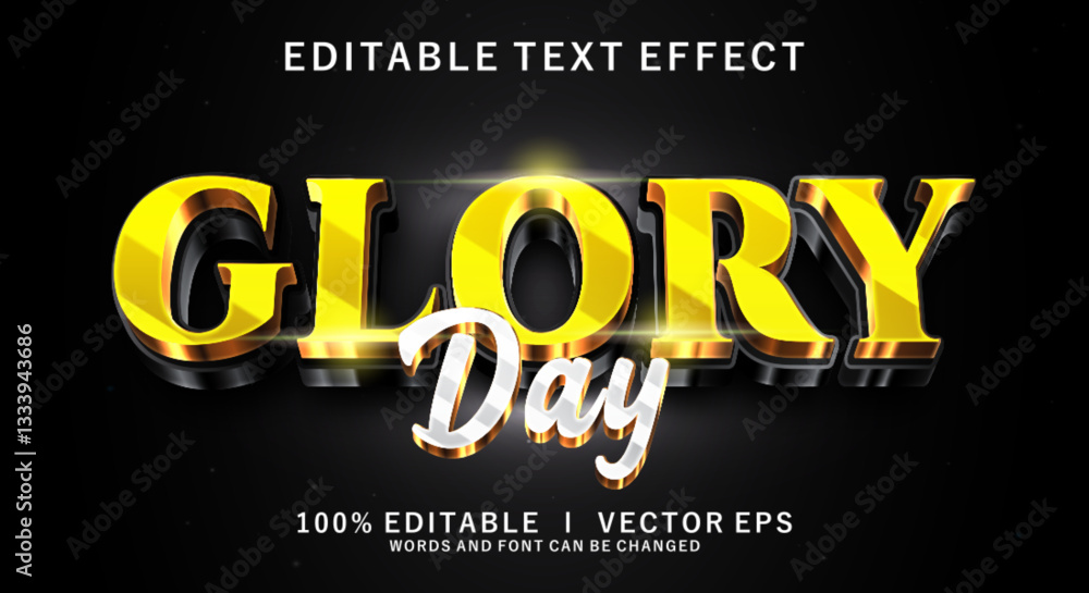Aufkleber glory day 3d vector text effect with modern style design