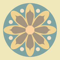 Elegant Floral Ornament - Retro Color Mandala Art