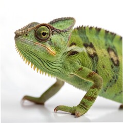 Obraz premium green iguana on white background. 