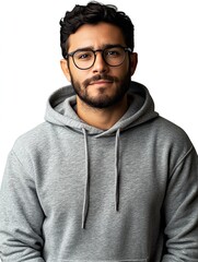 Hispanic Man with Trimmed Beard Glasses Professional Portrait for Diverse Business Branding