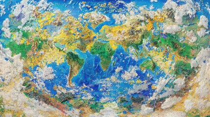 Earth concept painted in color and texture, as art, to showcase world