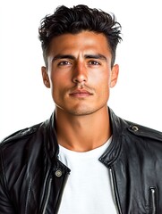 Portrait of a Hispanic Man Strong Jawline Thick Eyebrows