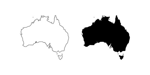map of australia.with line style and black fill. © asol