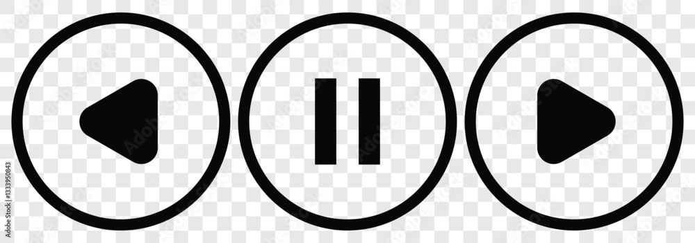 Poster play button icon. media player icon. play and pause buttons symbol. multimedia symbols, media player