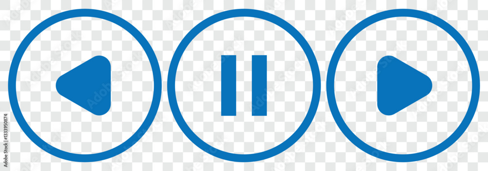Poster media player icons. play button icons on transparent background. media player control icon set, inte