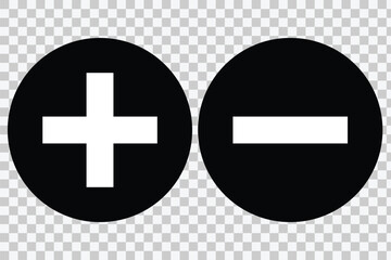 Fototapeta premium Plus and minus symbol. Round plus sign and minus sign icon. Positive and negative signs. Geometric symbols for math, web, and UI. Vector illustrator.
