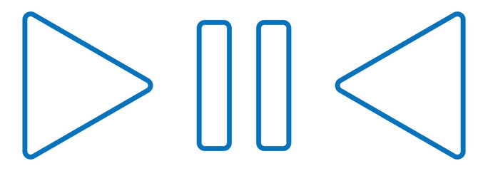 Media player icons. Multimedia symbols. Play button icons on transparent backdrop.  Play, pause, stop symbol icon. Set of media player button icons. Vector illustration