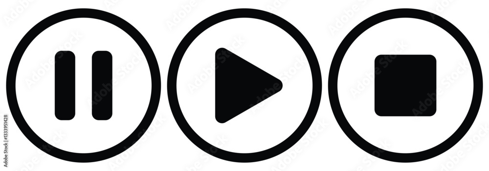 Poster play button icon. media player icon. play and pause buttons symbol. multimedia symbols, media player