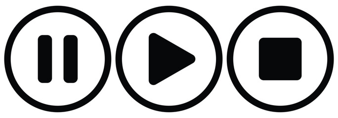 Play button icon. Media player icon. Play and pause buttons symbol. Multimedia symbols, media player buttons. Vector illustration. 