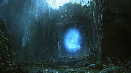Fototapeta premium 89. A mysterious glowing portal hidden within ancient ruins