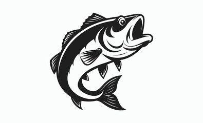 Large mouth bass fish vector, large mouth bass fish vintage vector graphic  
