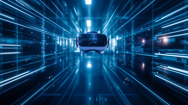 A VR floting in the air with digital background