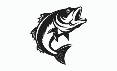 Naklejka premium Large mouth bass fish vector, large mouth bass fish vintage vector graphic 