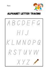 Help your child master the English Alphabet with this fun and engaging A to Z Tracing Worksheet! This printable worksheet is designed for preschoolers, kindergarten learners, and early education stude