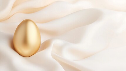Golden egg on luxurious silky fabric background