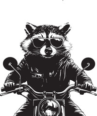 vector of a raccoon on a motorbike © noer
