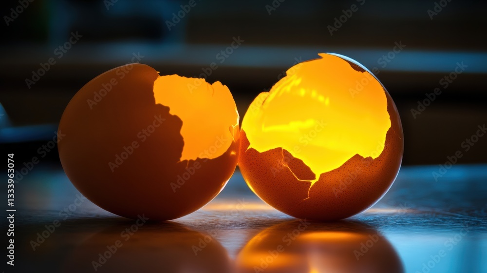 Poster glowing eggshells in warm light creating an artistic display abstract