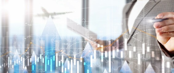 Stock market forex trading graph and candlestick chart suitable for financial investment concept