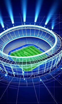 Blue Stadium Wireframe Concept Digital Design Animation Background