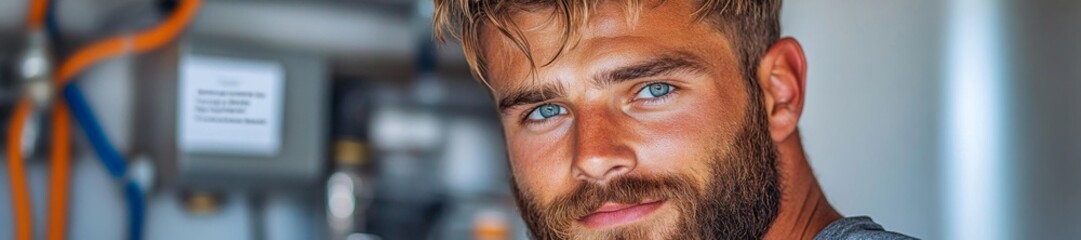 Obraz premium A man inspecting equipment with a focused look on his face in a workshop setting. Generative AI