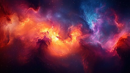 Vibrant Cosmic Nebula with Stunning Colors and Stars in a Dark Universe Background for Space and Science Themes