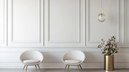 Chic white interior, modern decor