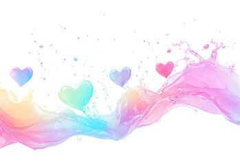 Obraz premium Hearts with splash border pastel colors illustration.