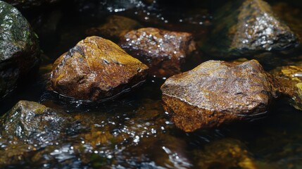 Natural Rocks in Calm Water with Gentle Reflections and Light