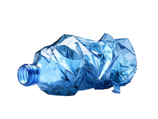  Plastic Water Bottle on Stark White Background, Discarded Recyclable Waste, Environmental Pollution, Artistic Eco-Awareness Concept, PNG file isolated on transparent background
