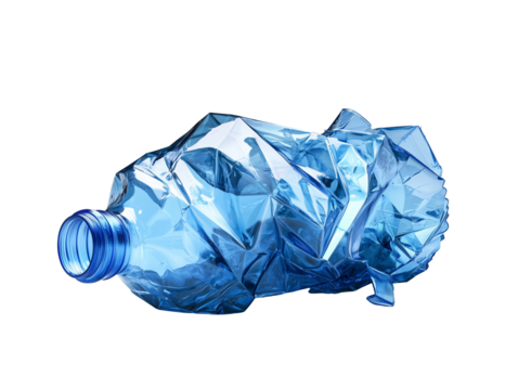  Plastic Water Bottle on Stark White Background, Discarded Recyclable Waste, Environmental Pollution, Artistic Eco-Awareness Concept, PNG file isolated on transparent background
