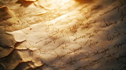 Fototapeta premium Old Manuscript with Vintage Writing on Crumpled Paper Texture