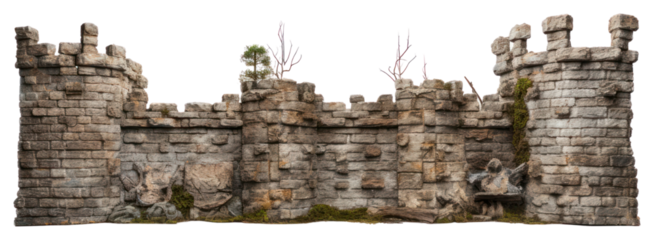 PNG Medieval castle wall architecture ruins