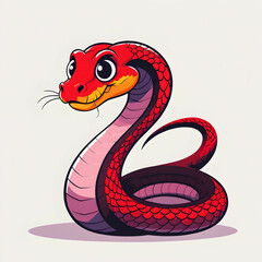 Fototapeta premium Cartoon red snake Vector illustration isolated