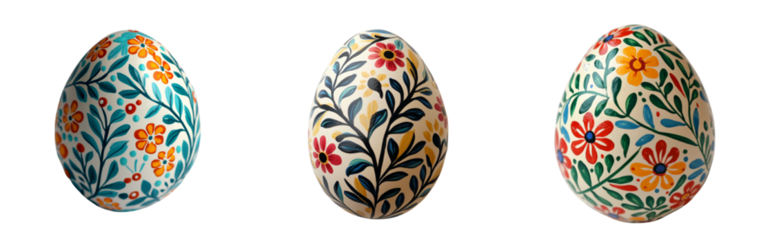Easter bunny , rabbit Colorful decorative eggs with floral patterns create vibrant display. These beautifully designed eggs are perfect for festive celebrations and