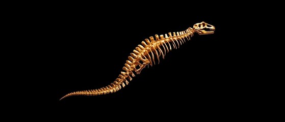 Obraz premium Dinosaur fossil skeleton exhibition natural history museum educational display dark environment side view paleontology insights