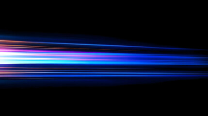 Luminous blue lines speed. Neon color glowing lines background, high-speed light trails effect. Futuristic dynamic motion technology.